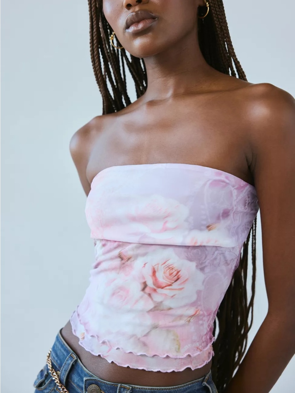 Silence + Noise Kori Printed Mesh Tube Top Size Large